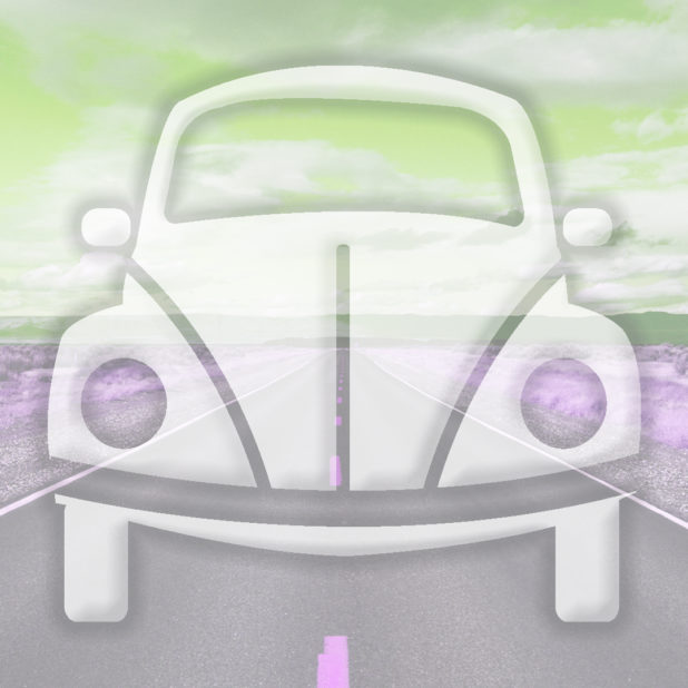 camino del coche paisaje verde amarillo Fondo de Pantalla de iPhone7Plus