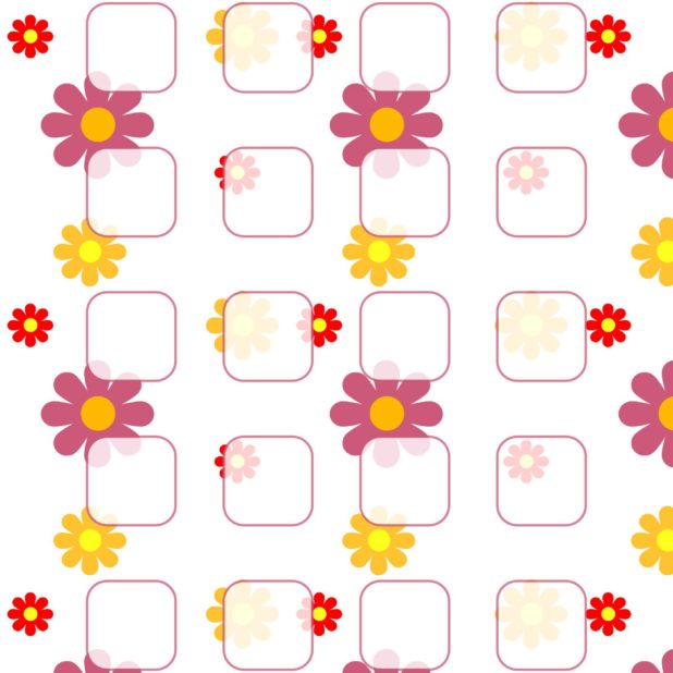 Ilustración patrón de flores púrpura estante rojo amarillo Fondo de Pantalla de iPhone7Plus