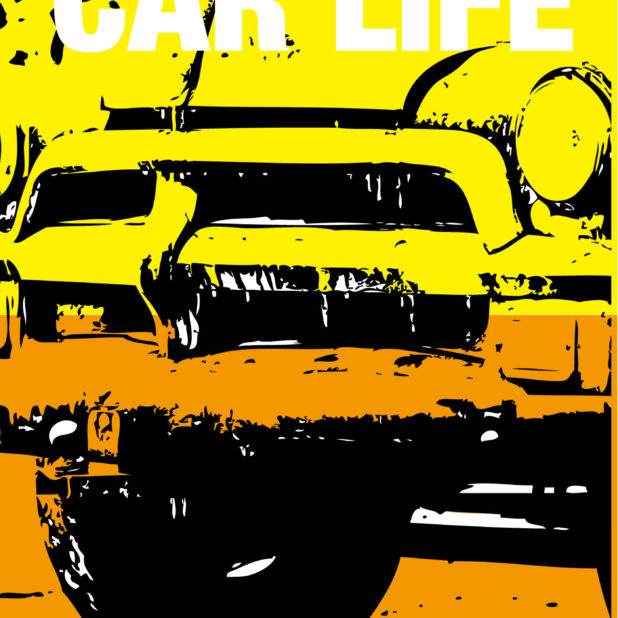 Ilustraciones de color amarillo anaranjado automóvil coche de la vida Fondo de Pantalla de iPhone7Plus