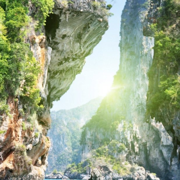paisaje natural del acantilado de Qinghai verde Fondo de Pantalla de iPhone7Plus