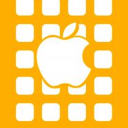 estantería logotipo de la manzana amarilla Fondo de Pantalla de iPhone8