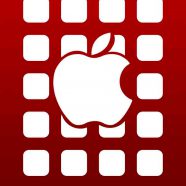 estantería logotipo de la manzana rojo Fondo de Pantalla de iPhone8