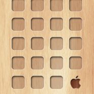 Estantería tabla de madera marrón logotipo de Apple amarillo Fondo de Pantalla de iPhone8