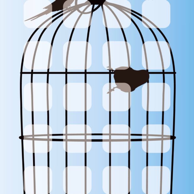 Estantería jaula de pájaros azul Fondo de Pantalla de iPhone8Plus