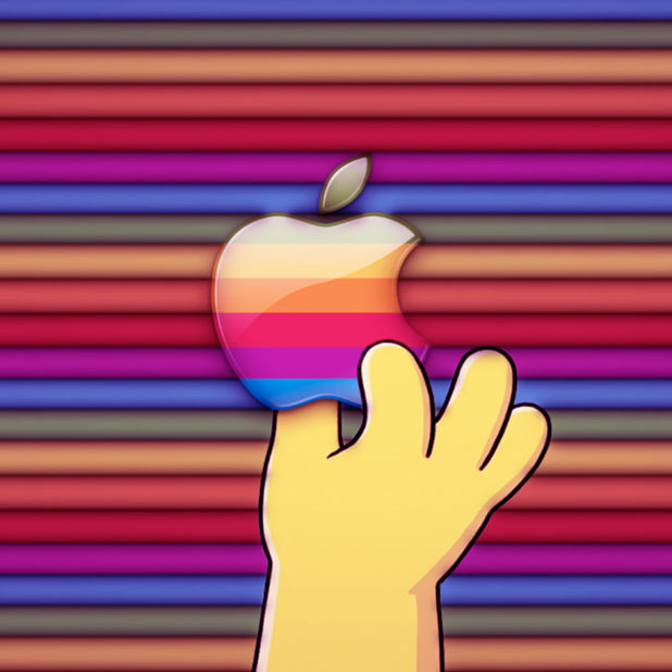 logotipo de la manzana la mano de colores Fondo de Pantalla de iPhone8Plus