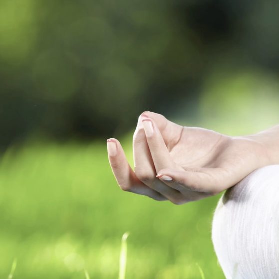 Mano meditación del yoga verde Fondo de Pantalla de iPhoneX