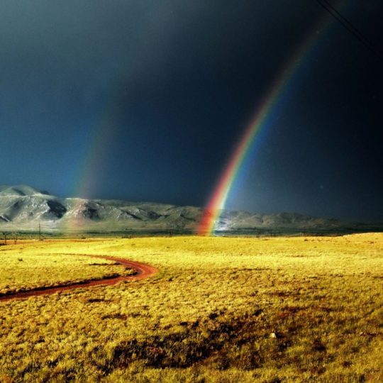 Grassland pemandangan rainbow Android SmartPhone Wallpaper
