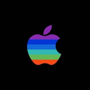 Logo Apple berwarna-warni keren hitam Apple Watch photo face Wallpaper