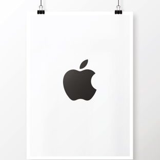 Logo Apple hitam dan putih poster keren Apple Watch photo face Wallpaper