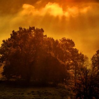 Pemandangan matahari terbenam oranye iPhone4s Wallpaper