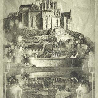 Mont Saint Michel Hitam Putih iPhone5s / iPhone5c / iPhone5 Wallpaper