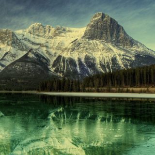 gunung danau lanskap iPhone5s / iPhone5c / iPhone5 Wallpaper