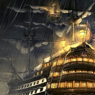 pemandangan lukisan kapal hitam iPhone5s / iPhone5c / iPhone5 Wallpaper