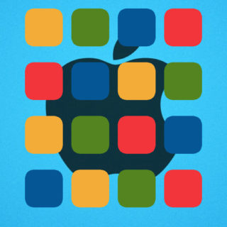 Lucu rak apel biru warna-warni iPhone5s / iPhone5c / iPhone5 Wallpaper