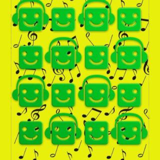 rak Chara music note kuning hijau iPhone5s / iPhone5c / iPhone5 Wallpaper