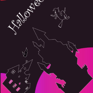 Ilustrasi Halloween ungu hitam iPhone5s / iPhone5c / iPhone5 Wallpaper