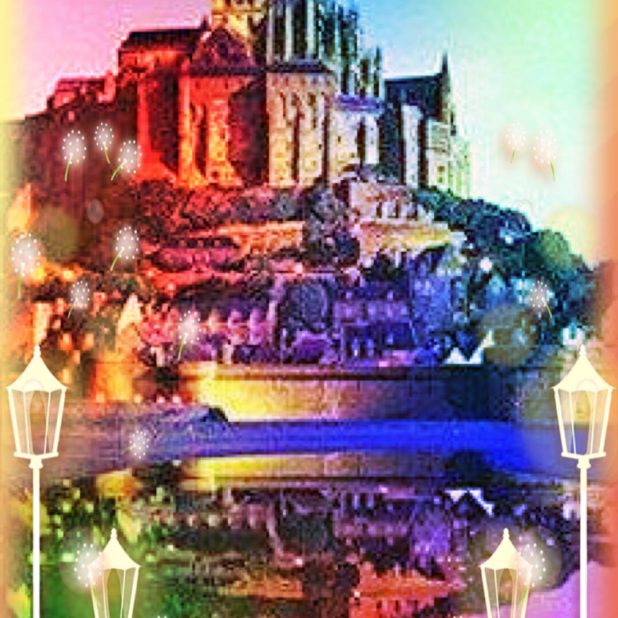 Mont Saint Michel berwarna-warni iPhone6s Plus / iPhone6 Plus Wallpaper