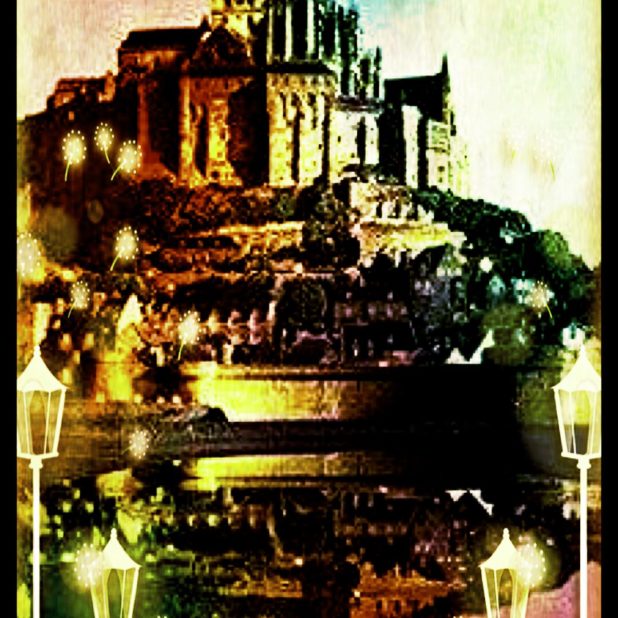 Mont Saint Michel Hitam Putih iPhone6s Plus / iPhone6 Plus Wallpaper