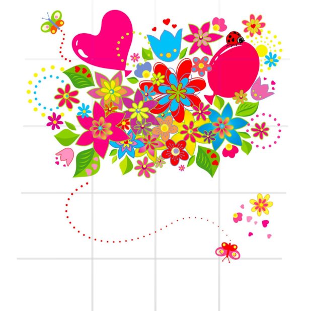 Floral Ilustrasi warna-warni gadis kupu-kupu dan wanita untuk rak iPhone6s Plus / iPhone6 Plus Wallpaper