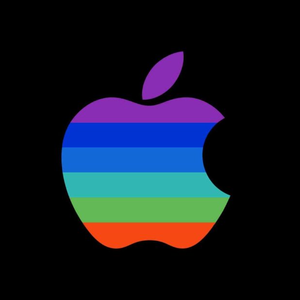 Logo Apple berwarna-warni keren hitam iPhone6s Plus / iPhone6 Plus Wallpaper