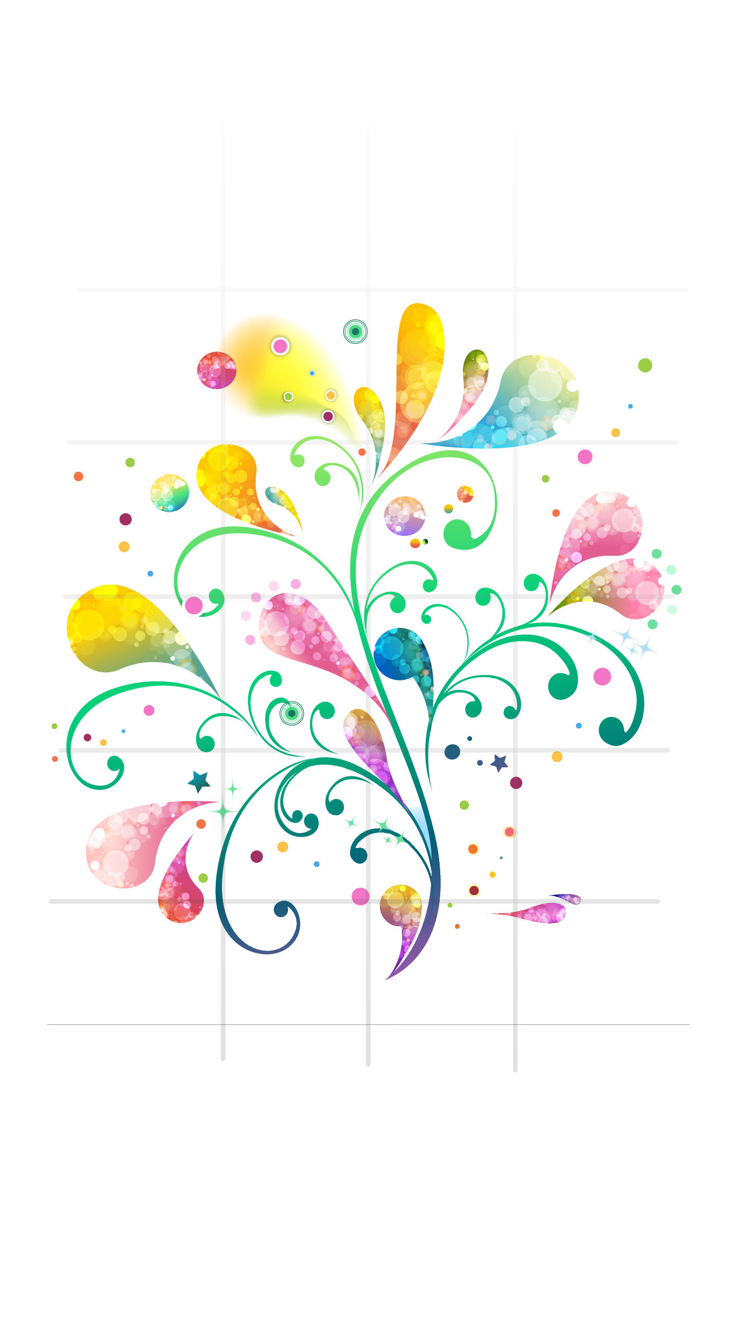 Pola gadis ilustrasi bunga dan wanita untuk rak berwarna-warni