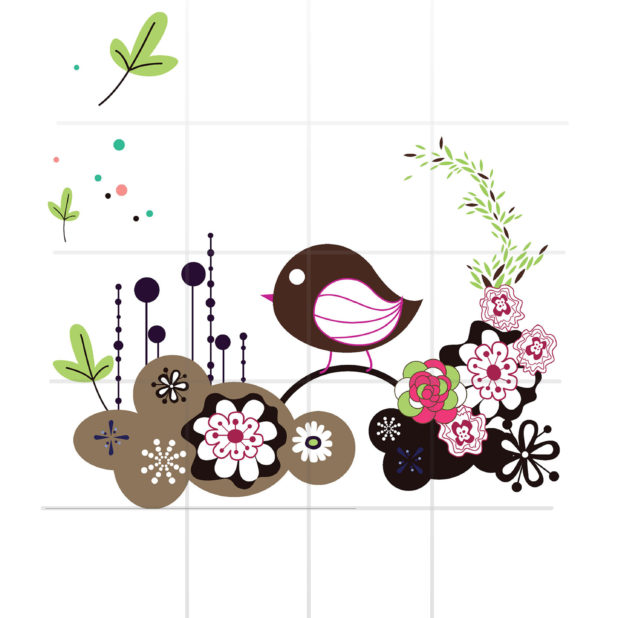 Bunga dan burung ilustrasi pola untuk anak perempuan rak berwarna-warni iPhone6s Plus / iPhone6 Plus Wallpaper