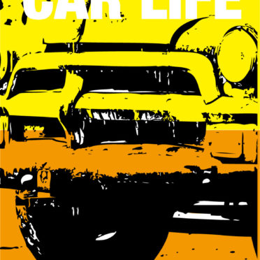 Ilustrasi mobil kehidupan mobil kuning oranye iPhone7 Wallpaper