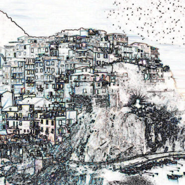 pemandangan rumah bukit ilustrasi iPhone7 Wallpaper