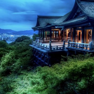 pemandangan Kiyomizu Candi hijau iPhone7 Wallpaper