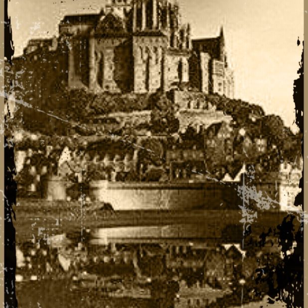 Mont Saint Michel Sepia iPhone7 Plus Wallpaper