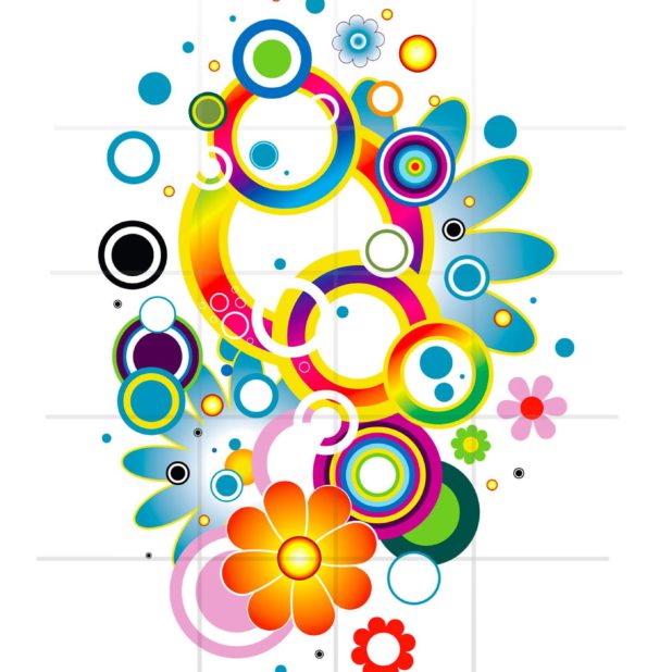 Pola gadis ilustrasi bunga dan wanita untuk rak berwarna-warni iPhone7 Plus Wallpaper