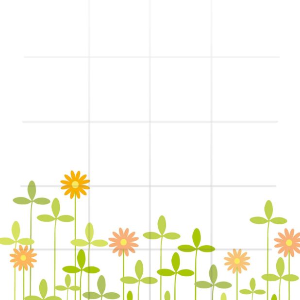 Pola gadis ilustrasi bunga dan wanita untuk rak hijau oranye iPhone7 Plus Wallpaper