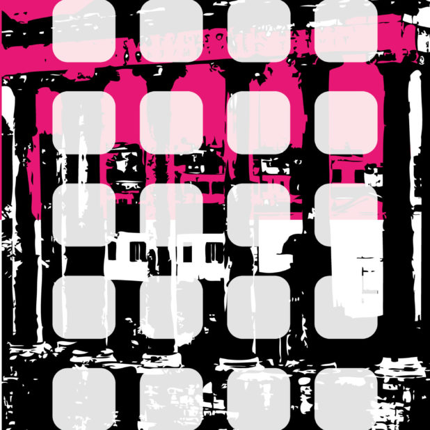 Ilustrasi bangunan merah rak ungu iPhone7 Plus Wallpaper