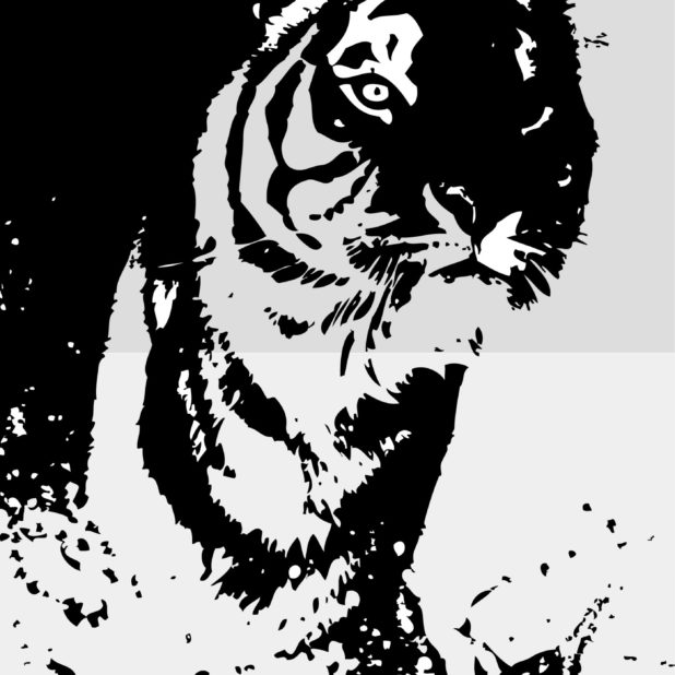 Ilustrasi harimau monokrom iPhone7 Plus Wallpaper
