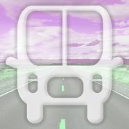Landscape bus jalan Berwarna merah muda iPhone8 Wallpaper