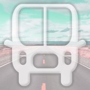 Landscape bus jalan biru muda iPhone8 Wallpaper