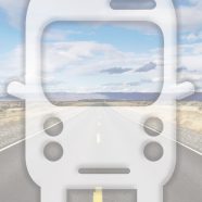 Landscape bus jalan Biru iPhone8 Wallpaper