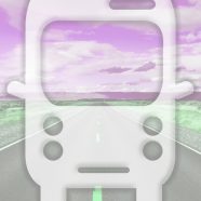 Landscape bus jalan Berwarna merah muda iPhone8 Wallpaper