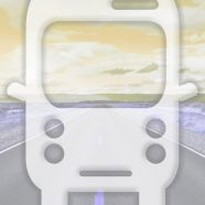 Landscape bus jalan kuning iPhone8 Wallpaper