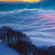 Bersalju pemandangan gunung malam iPhone8 Wallpaper