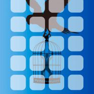 rak keranjang tori biru iPhone8 Wallpaper