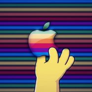 Logo Apple tangan berwarna-warni iPhone8 Wallpaper