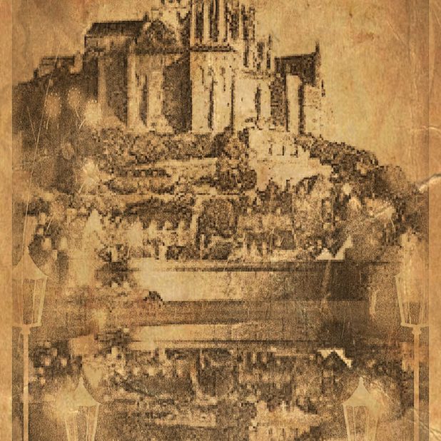 Mont Saint Michel Hitam Putih iPhone8Plus Wallpaper
