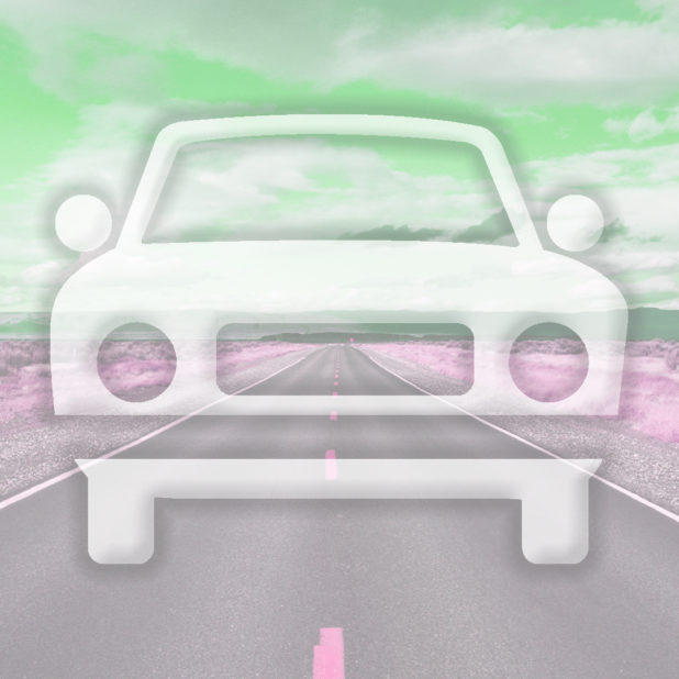 jalan mobil lanskap hijau iPhone8Plus Wallpaper