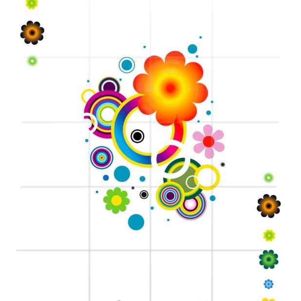 Pola gadis ilustrasi bunga dan wanita untuk rak berwarna-warni iPhone8Plus Wallpaper