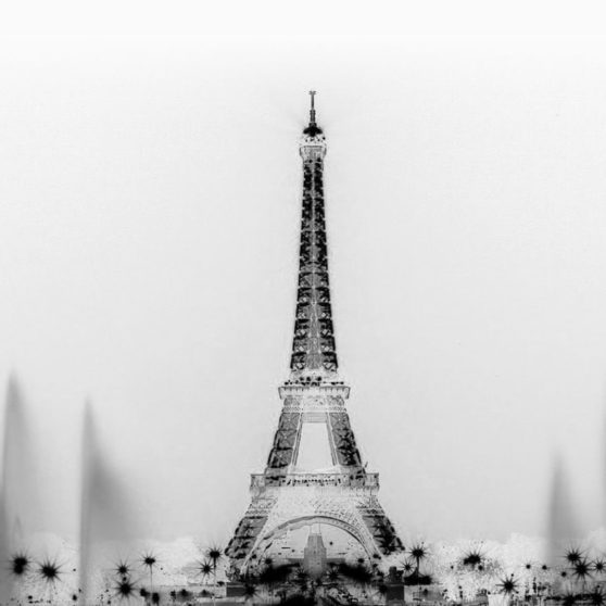 Monokrom pemandangan Menara Eiffel iPhoneX Wallpaper