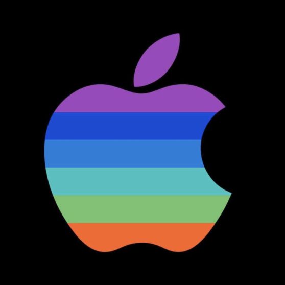 Logo Apple berwarna-warni keren hitam iPhoneX Wallpaper