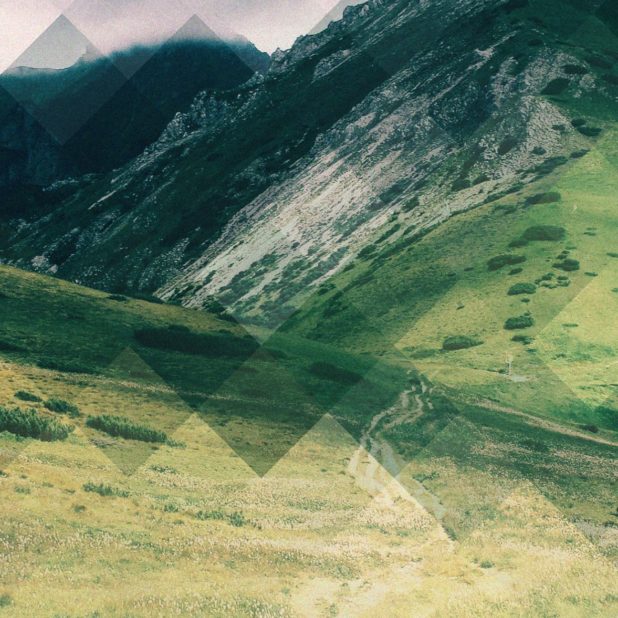 pemandangan mountain grassland, hijau, and biru iPhoneXSMax Wallpaper