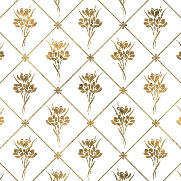Pola ilustrasi menanam bunga emas iPhoneXSMax Wallpaper