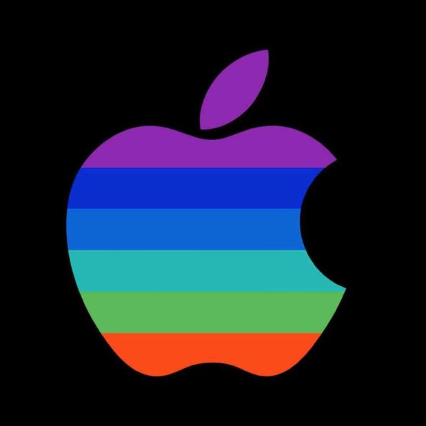 Logo Apple berwarna-warni keren hitam iPhoneXSMax Wallpaper